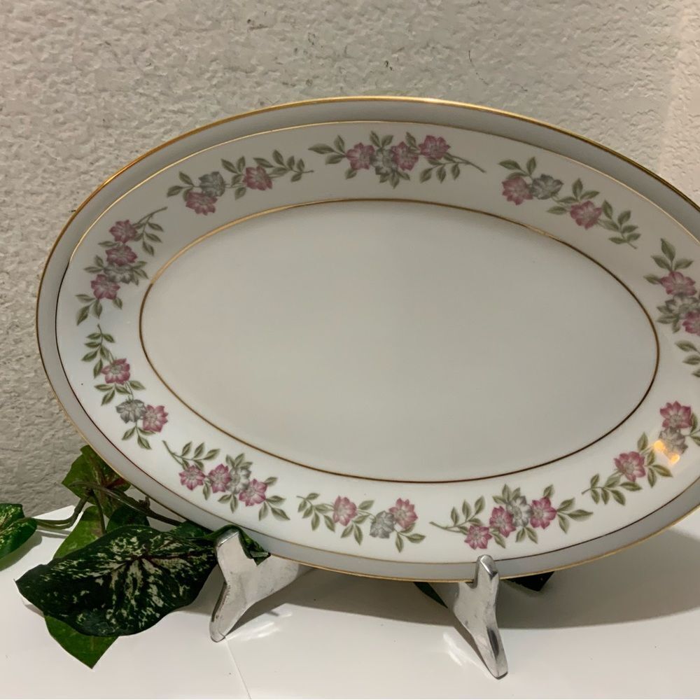 Vintage Noritake 5433 oval Porcelain Serving Platter 13.75" Japan